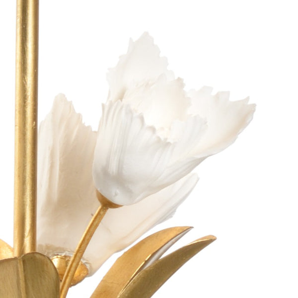 Chelsea House Small Tulip Lamp — Compact Porcelain Floral Table Lamp With Antique Gold Stem, Crystal Base, Silk Shade 69571