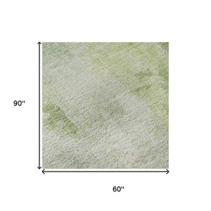 HomeRoots 5' X 8' Washable Sage Wheat Ivory Area Rug with UV Protection, Stain Resistance & Non-Slip Backing 695710