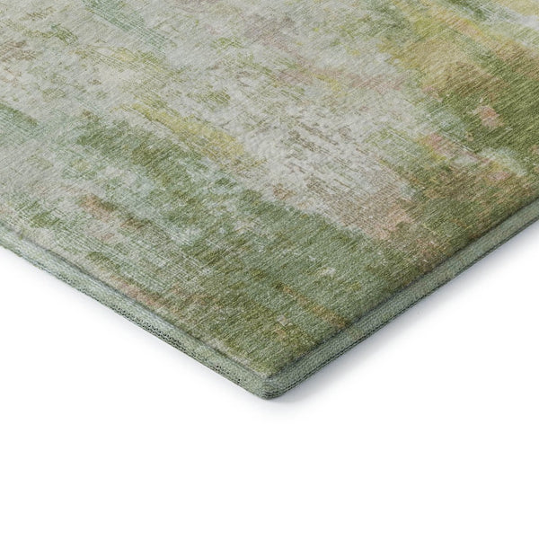 HomeRoots 8' Sage Wheat & Ivory Abstract Washable Round Rug - Modern, Durable, UV-Protected for Busy Homes 695711
