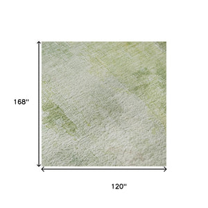 HomeRoots 10' X 14' Sage Wheat & Ivory Abstract Washable Area Rug - Stain-Resistant, UV Protected, Stylish Comfort! 695714