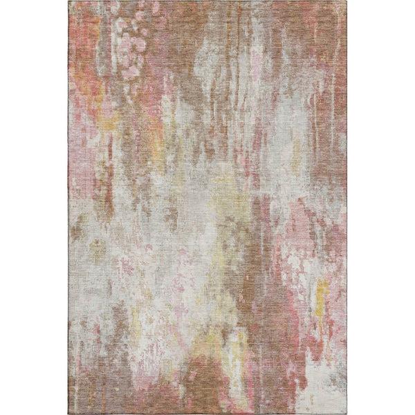 HomeRoots 8' X 10' Tan Mauve & Ivory Abstract Washable Area Rug with Stain Resistance & UV Protection 695718