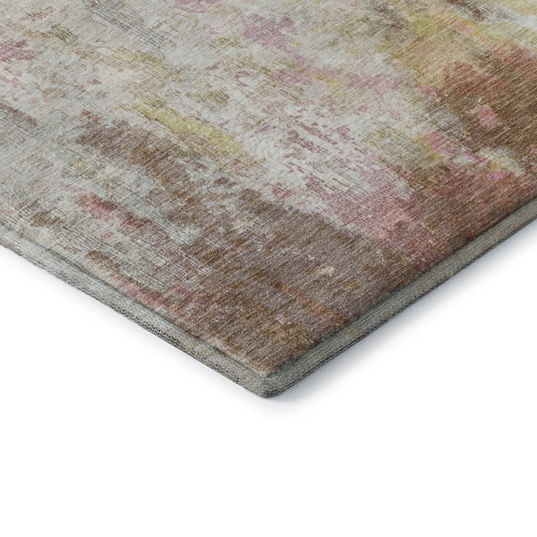 HomeRoots 8' X 10' Tan Mauve & Ivory Abstract Washable Area Rug with Stain Resistance & UV Protection 695718