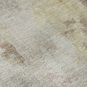 HomeRoots 8' X 10' Tan Mauve & Ivory Abstract Washable Area Rug with Stain Resistance & UV Protection 695718