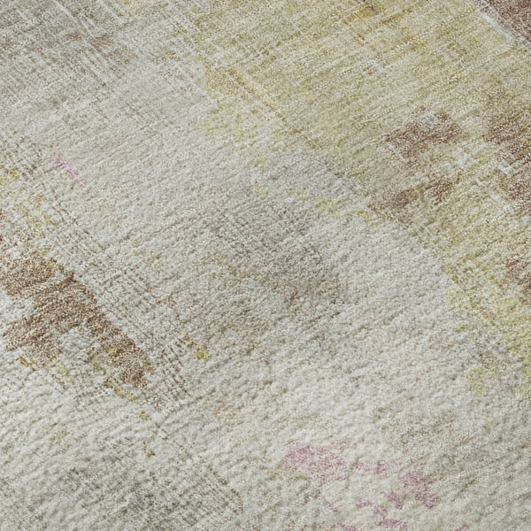 HomeRoots 8' X 10' Tan Mauve & Ivory Abstract Washable Area Rug with Stain Resistance & UV Protection 695718