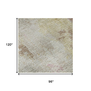 HomeRoots 8' X 10' Tan Mauve & Ivory Abstract Washable Area Rug with Stain Resistance & UV Protection 695718