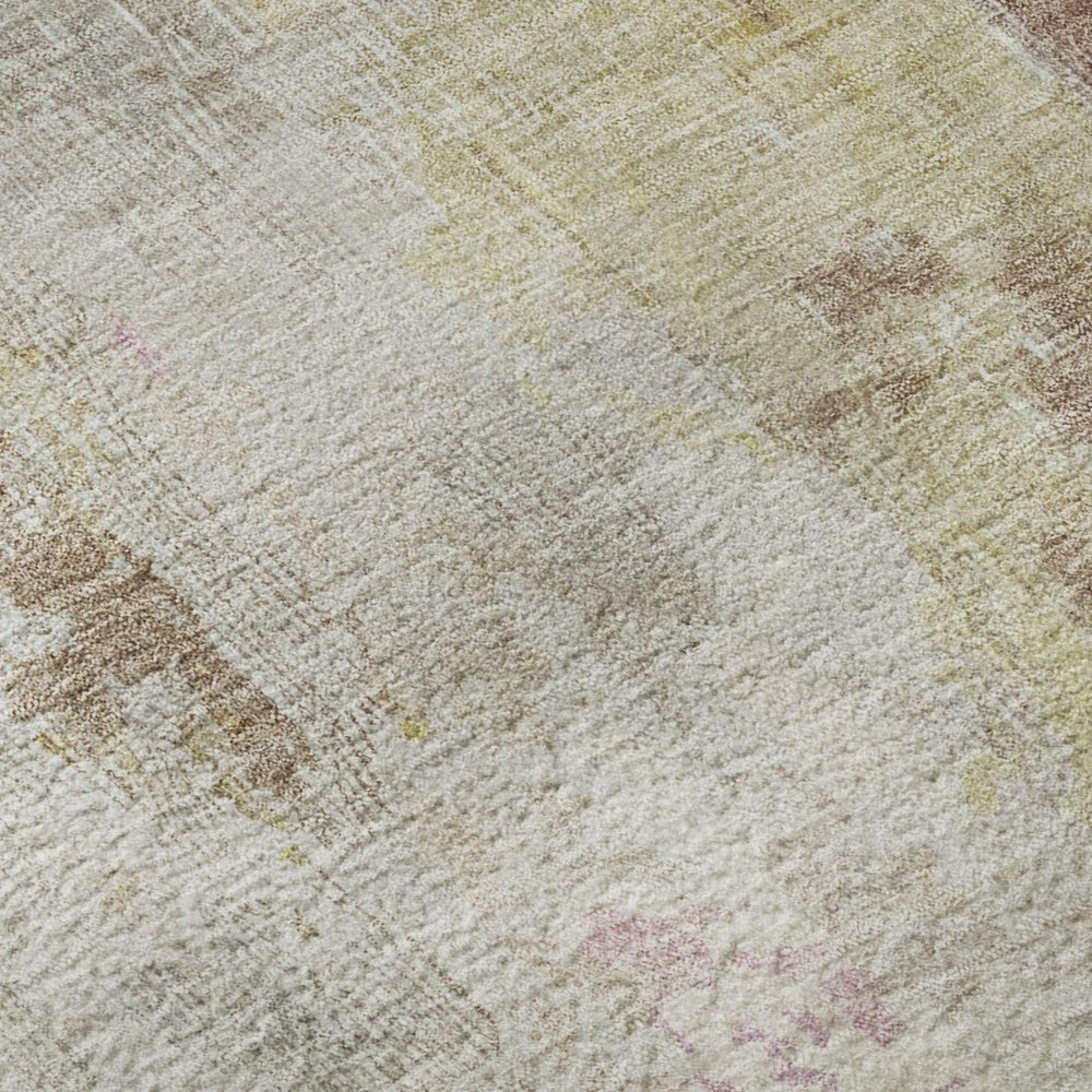 HomeRoots 9' X 12' Washable Tan Mauve Ivory Abstract Area Rug with UV Protection for Kids & Pets' Spaces 695719