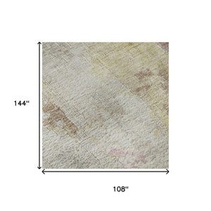 HomeRoots 9' X 12' Washable Tan Mauve Ivory Abstract Area Rug with UV Protection for Kids & Pets' Spaces 695719