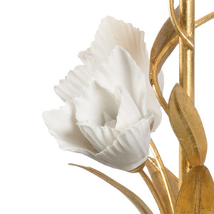 Chelsea House Large Tulip Lamp — Hand-Formed Porcelain Blooms On Gold Leaf Stem With Crystal Accents, 31"H 69572
