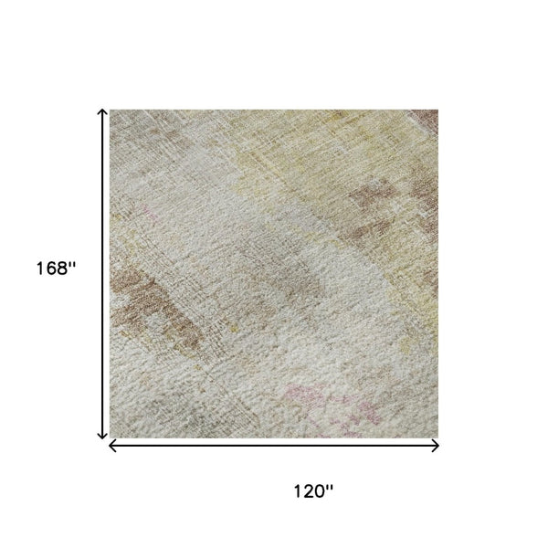 HomeRoots 10' Stylish Washable Area Rug in Tan, Mauve & Ivory – UV Protected, Stain Resistant & Non-Slip Backing! 695720