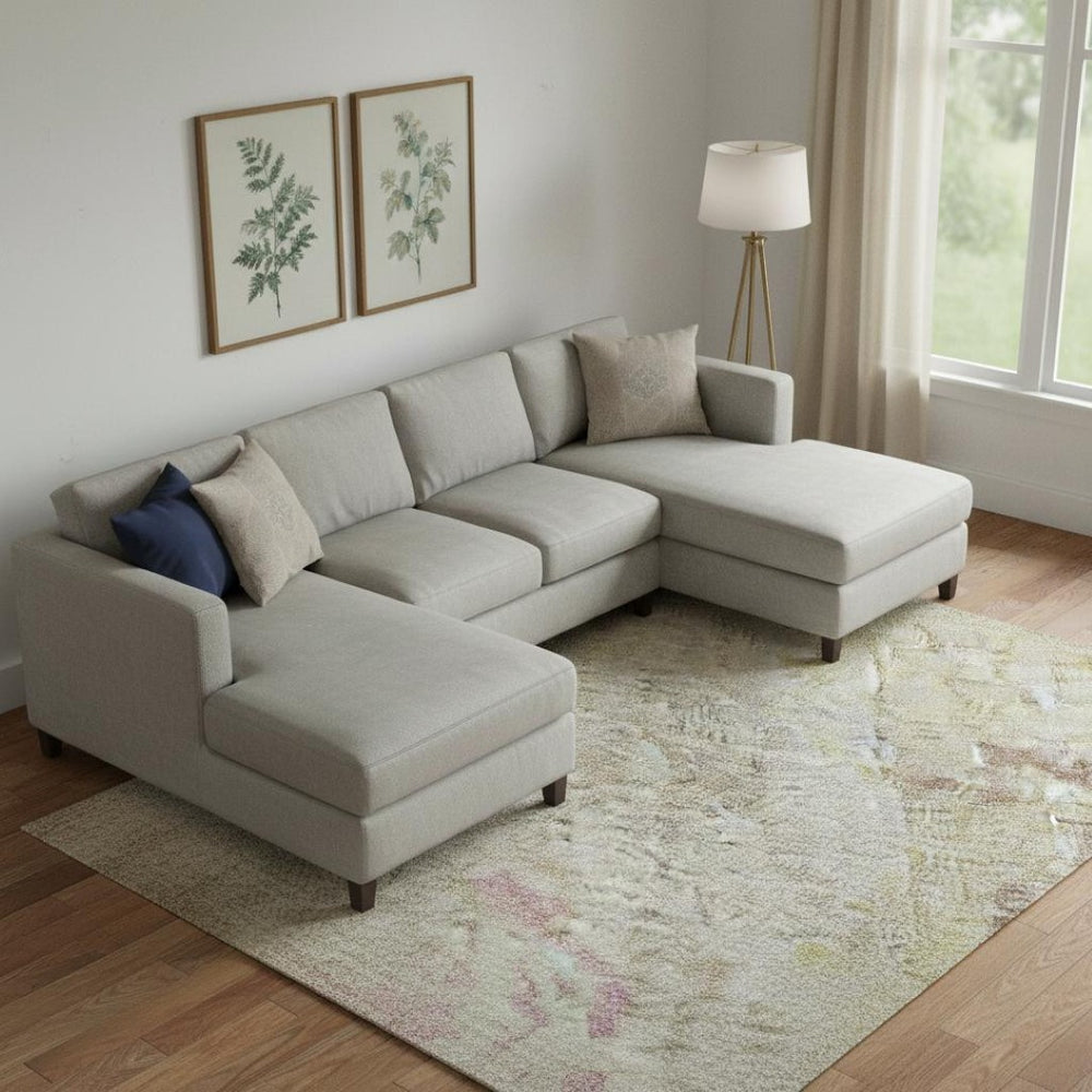 HomeRoots 10' Stylish Washable Area Rug in Tan, Mauve & Ivory – UV Protected, Stain Resistant & Non-Slip Backing! 695720