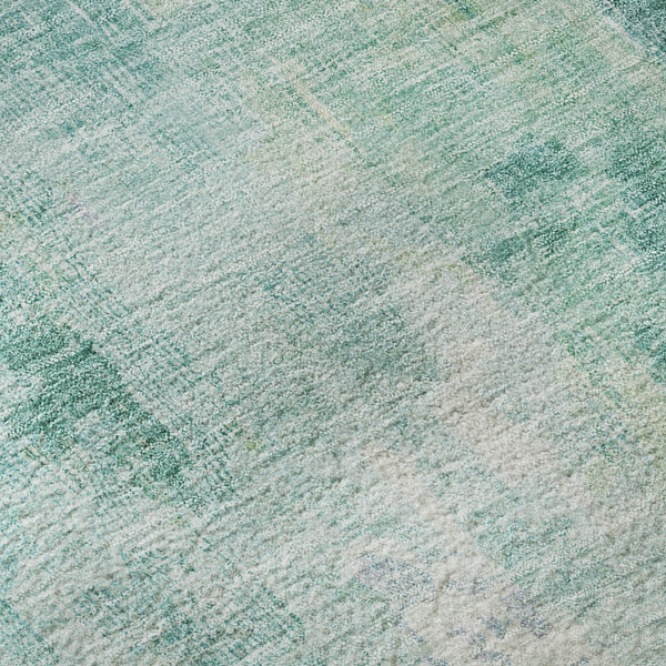 HomeRoots 8' X 10' Teal Peach Ivory Abstract Area Rug - Stylish Washable, UV Protected, Family Friendly Decor 695724