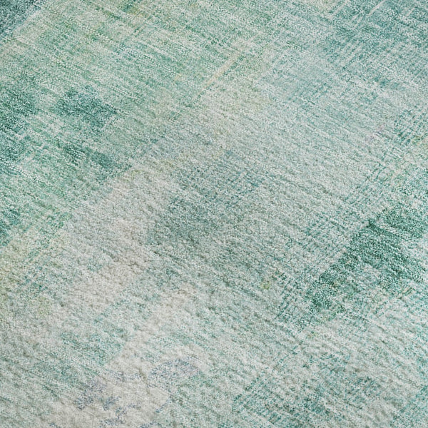HomeRoots 10' Teal Peach and Ivory Abstract Washable Area Rug - UV Protected, Durable & Easy-Care Design 695726