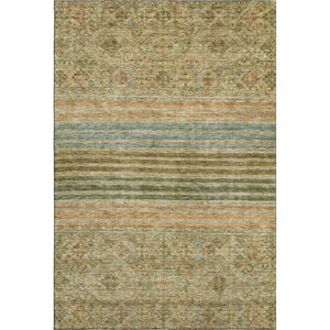HomeRoots 5' X 8' Artichoke Green Striped Area Rug – Washable, UV-Protected, Stylish, and Durable for Homes 695728