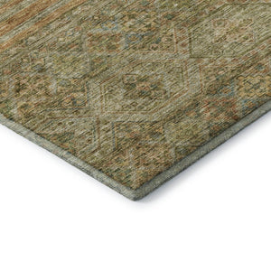 HomeRoots 5' X 8' Artichoke Green Striped Area Rug – Washable, UV-Protected, Stylish, and Durable for Homes 695728