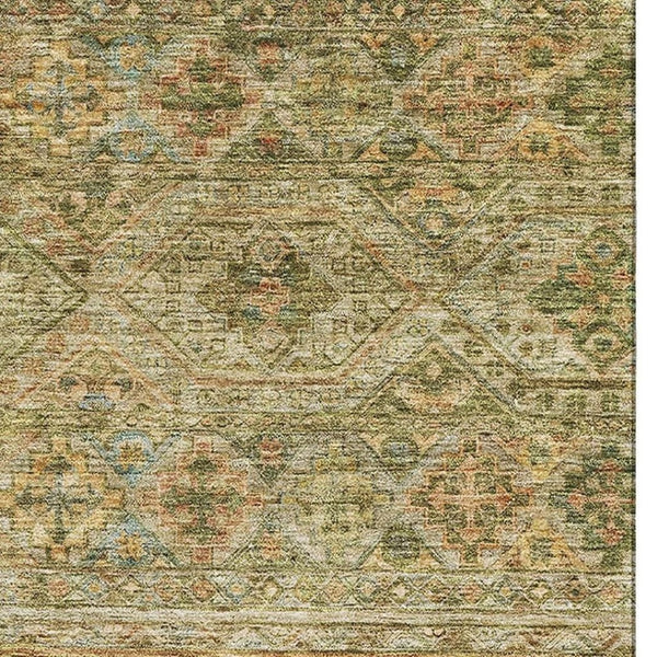 HomeRoots 5' X 8' Artichoke Green Striped Area Rug – Washable, UV-Protected, Stylish, and Durable for Homes 695728