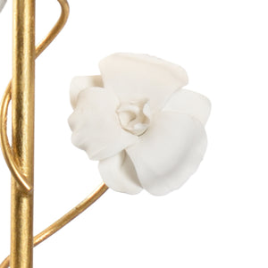 Chelsea House Large Orchid Lamp — Sculptural Porcelain Blooms With Antique Gold Stem, Crystal Accents, 30.5" Tall 69573