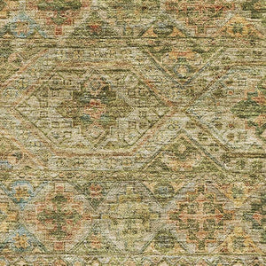 HomeRoots 8' X 10' Stylish Artichoke Green & Copper Striped Washable Area Rug with UV Protection & Durability 695730