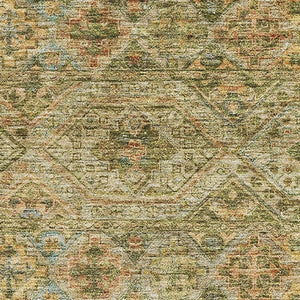HomeRoots 10' Artichoke Green Copper and Gray Striped Washable Area Rug – Durable, Stylish, UV Protected Design 695732
