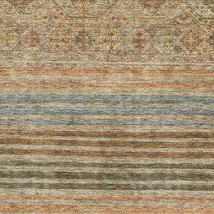 HomeRoots 5' X 8' Striped Washable Area Rug in Copper, Beige & Brown – Durable, UV-Protected, Easy Care! 695734