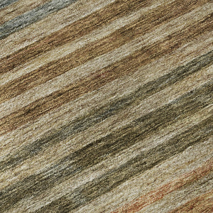 HomeRoots 8' Copper Beige and Brown Striped Round Rug - Washable, UV Protected, Stain-Resistant & Stylish! 695735