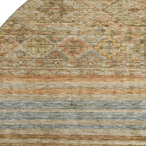 HomeRoots 8' Copper Beige and Brown Striped Round Rug - Washable, UV Protected, Stain-Resistant & Stylish! 695735