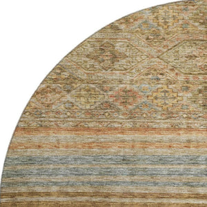 HomeRoots 8' Copper Beige and Brown Striped Round Rug - Washable, UV Protected, Stain-Resistant & Stylish! 695735