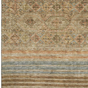HomeRoots 8' X 10' Striped Copper Beige and Brown Area Rug - Washable, UV Protected & Non-Slip Design for Home 695736