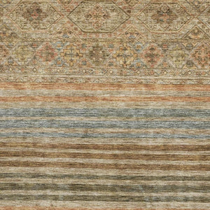 HomeRoots 9' Stylish Copper Beige & Brown Striped Washable Area Rug with UV Protection for Busy Homes 695737