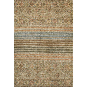 HomeRoots 10' X 14' Washable Area Rug in Warm Copper Beige & Brown Stripes - UV Protected & Stain Resistant 695738