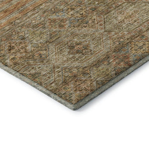 HomeRoots 10' X 14' Washable Area Rug in Warm Copper Beige & Brown Stripes - UV Protected & Stain Resistant 695738