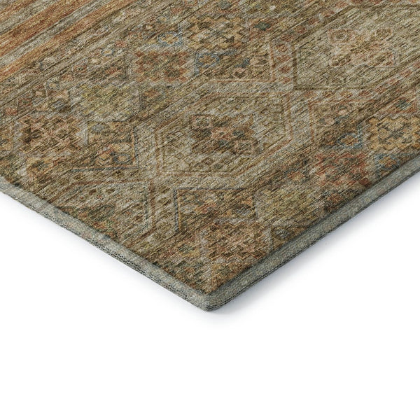 HomeRoots 10' X 14' Washable Area Rug in Warm Copper Beige & Brown Stripes - UV Protected & Stain Resistant 695738