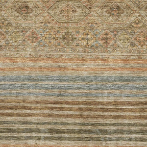 HomeRoots 10' X 14' Washable Area Rug in Warm Copper Beige & Brown Stripes - UV Protected & Stain Resistant 695738