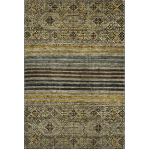 HomeRoots 9' X 12' Washable Striped Area Rug in Gray, Gold & Brown – UV Protected, Durable & Stylish Design 695743