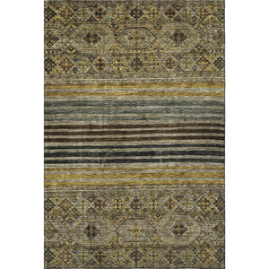 HomeRoots 9' X 12' Washable Striped Area Rug in Gray, Gold & Brown – UV Protected, Durable & Stylish Design 695743