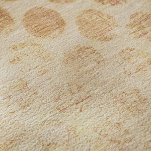HomeRoots 8' Peach and Ivory Geometric Round Rug - Washable, UV-Protected, Durable, Ideal for Busy Homes 695765
