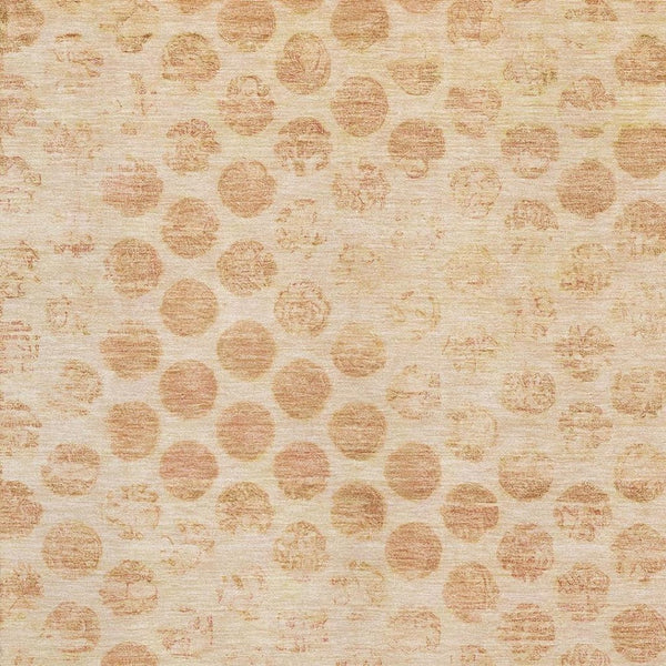 HomeRoots 8' X 10' Washable Peach & Ivory Geometric Area Rug - UV Protected, Stain Resistant, Family-Friendly Comfort 695766