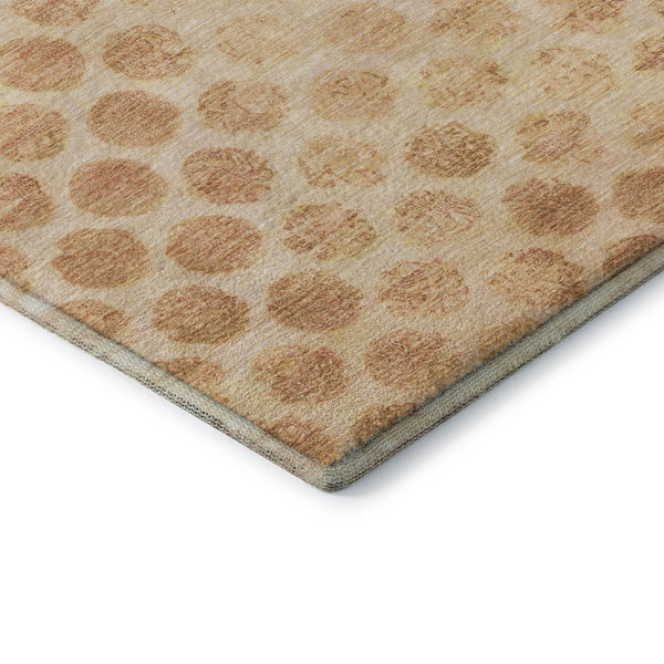 HomeRoots 9' X 12' Peach and Ivory Geometric Area Rug – Washable, UV-Protected, Stain-Resistant, Non-Slip Design 695767
