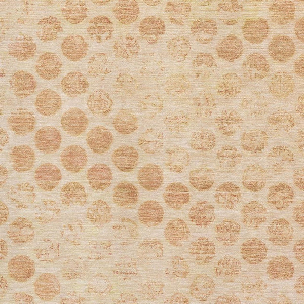 HomeRoots 9' X 12' Peach and Ivory Geometric Area Rug – Washable, UV-Protected, Stain-Resistant, Non-Slip Design 695767
