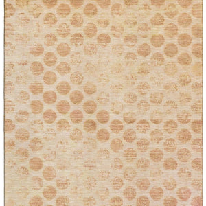 HomeRoots 9' X 12' Peach and Ivory Geometric Area Rug – Washable, UV-Protected, Stain-Resistant, Non-Slip Design 695767