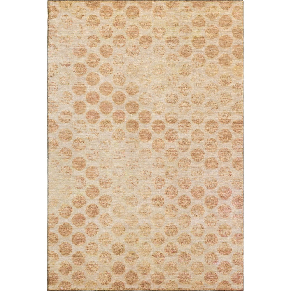 HomeRoots 10' X 14' Peach and Ivory Geometric Area Rug – Washable, UV-Protected, and Perfect for Busy Homes! 695768