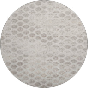 HomeRoots 8' Taupe and Beige Geometric Round Rug - Stylish, Washable, Stain Resistant with UV Protection! 695771