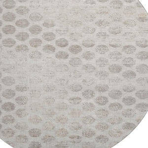 HomeRoots 8' Taupe and Beige Geometric Round Rug - Stylish, Washable, Stain Resistant with UV Protection! 695771
