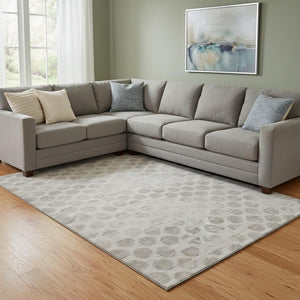 HomeRoots 8' X 10' Stylish Taupe and Beige Geometric Area Rug - Washable, UV Protected for Busy Homes 695772