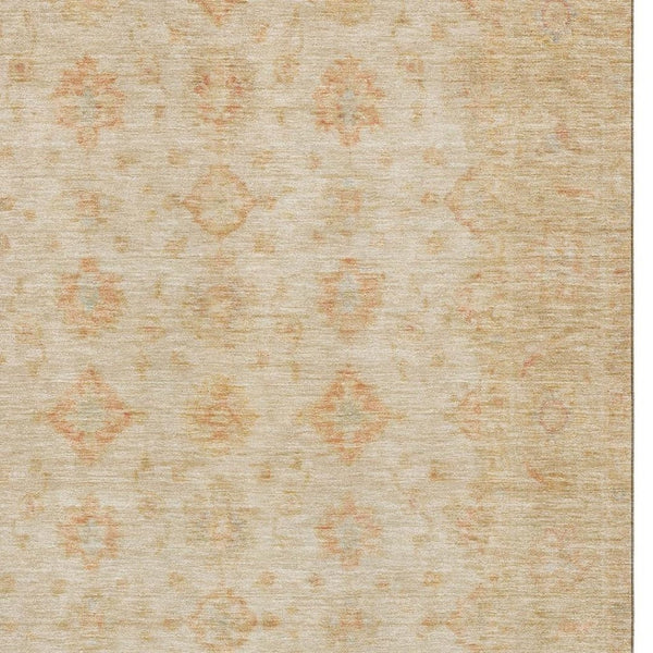 HomeRoots 8' X 10' Beige and Copper Oriental Washable Area Rug with Stain Resistance and UV Protection Features 695778
