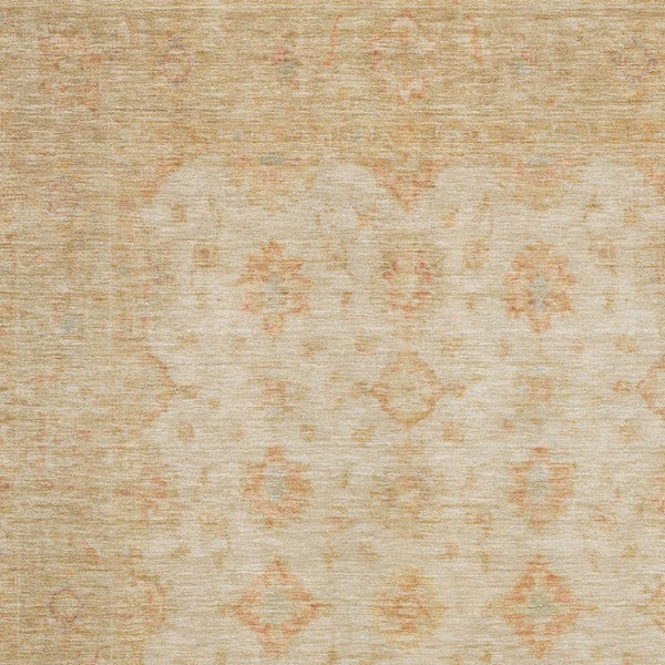 HomeRoots 9' X 12' Beige And Copper Oriental Area Rug – Durable, Washable, Stain Resistant with UV Protection 695779
