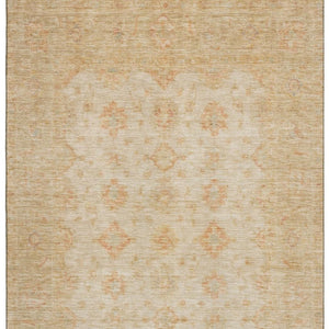 HomeRoots 9' X 12' Beige And Copper Oriental Area Rug – Durable, Washable, Stain Resistant with UV Protection 695779