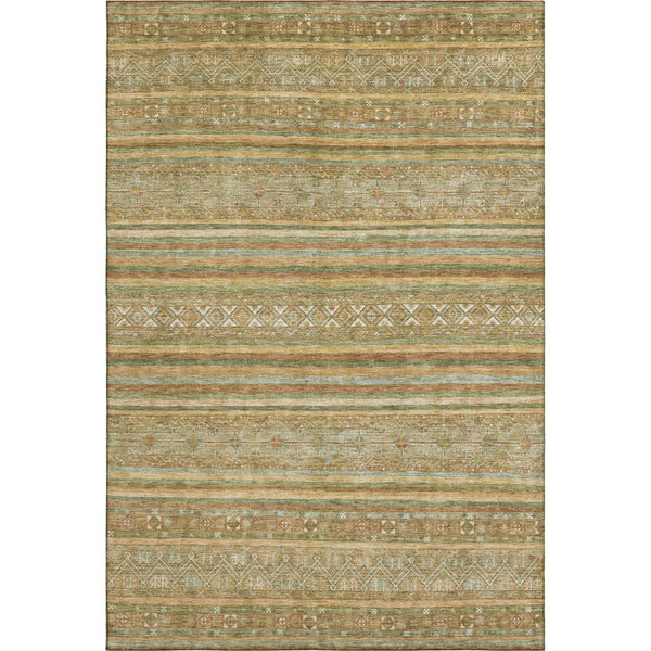 HomeRoots 8' X 10' Artichoke Green Striped Area Rug – Washable, UV Protected, Stain-Resistant, Stylish & Durable 695784
