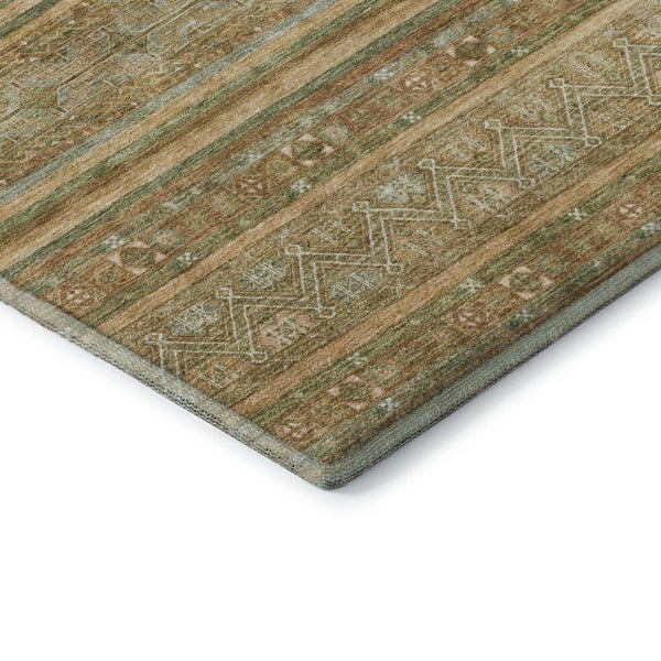 HomeRoots 8' X 10' Artichoke Green Striped Area Rug – Washable, UV Protected, Stain-Resistant, Stylish & Durable 695784