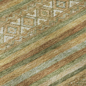HomeRoots 8' X 10' Artichoke Green Striped Area Rug – Washable, UV Protected, Stain-Resistant, Stylish & Durable 695784