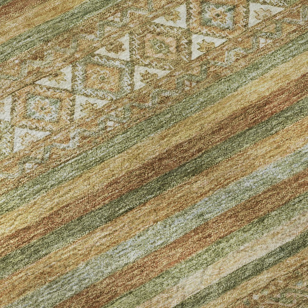 HomeRoots 8' X 10' Artichoke Green Striped Area Rug – Washable, UV Protected, Stain-Resistant, Stylish & Durable 695784
